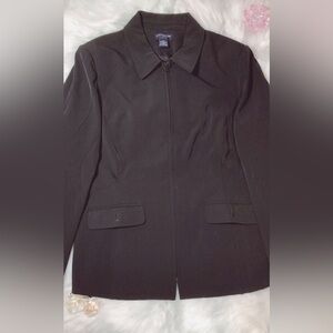 Ann Taylor Stretch Black Zip Up Blazer Jacket
